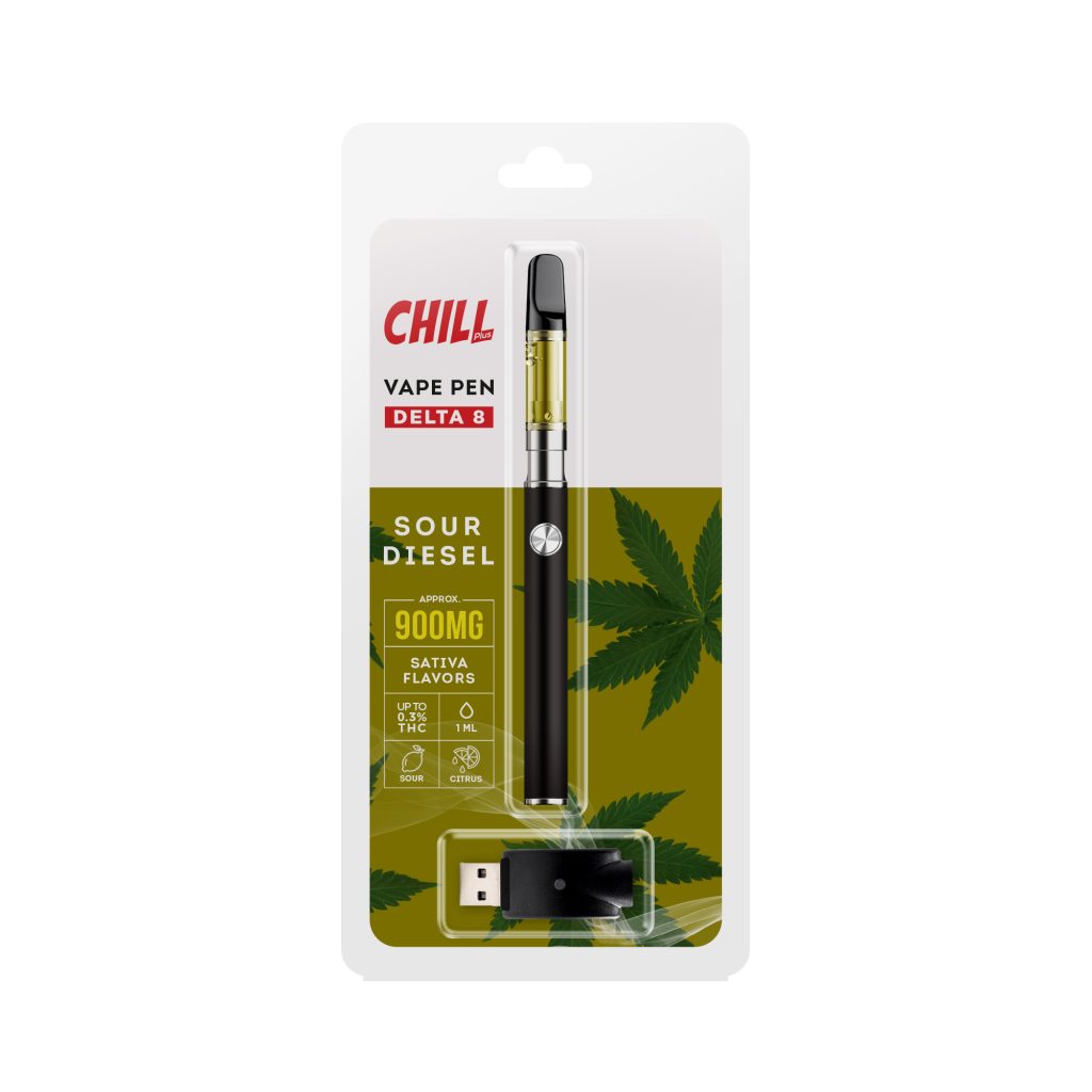 Chill Plus CBD Delta8 Disposable Vaping Pen Sour Diesel 900mg (1ml)