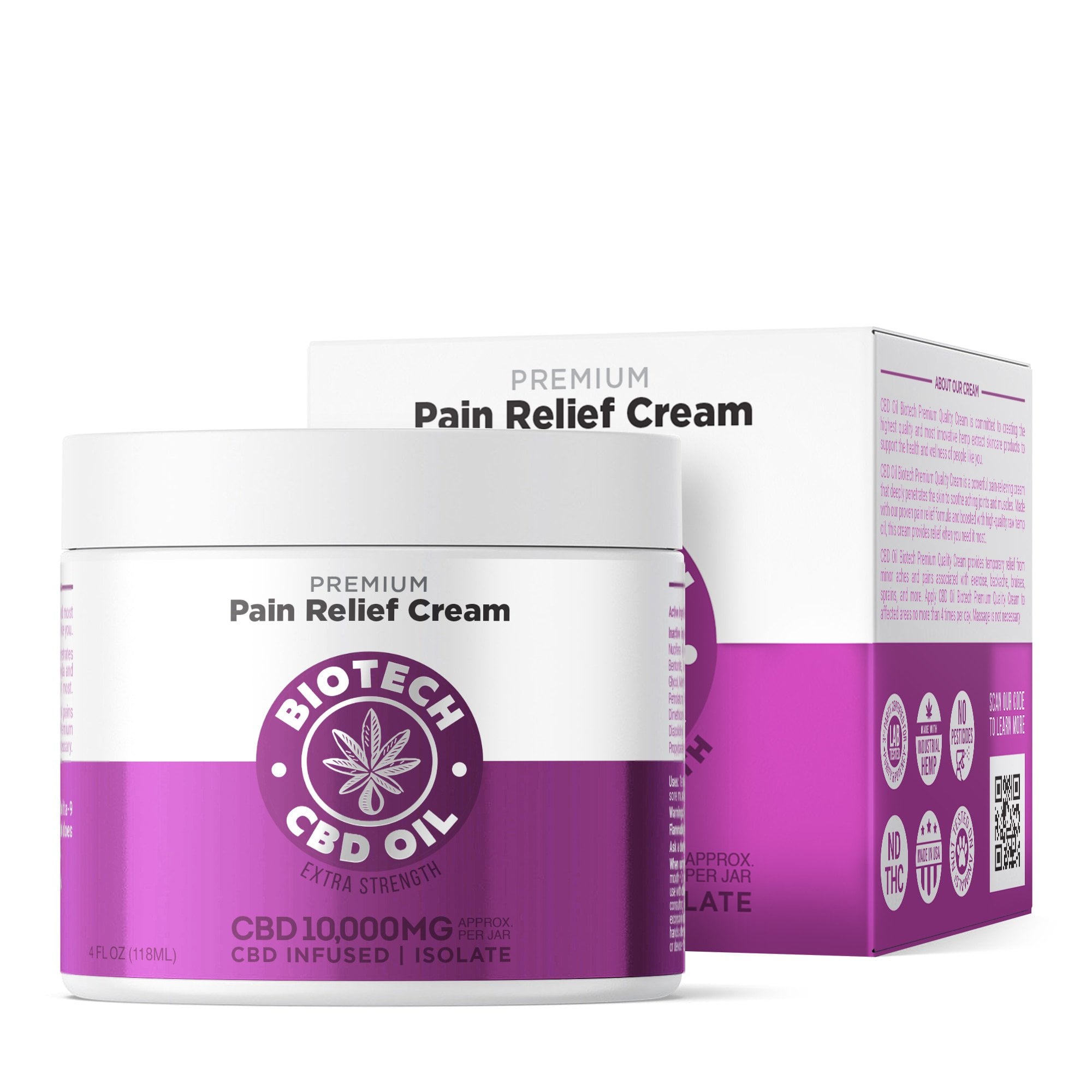 10,000mg CBD Pain Relief Cream – 4oz – Biotech CBD