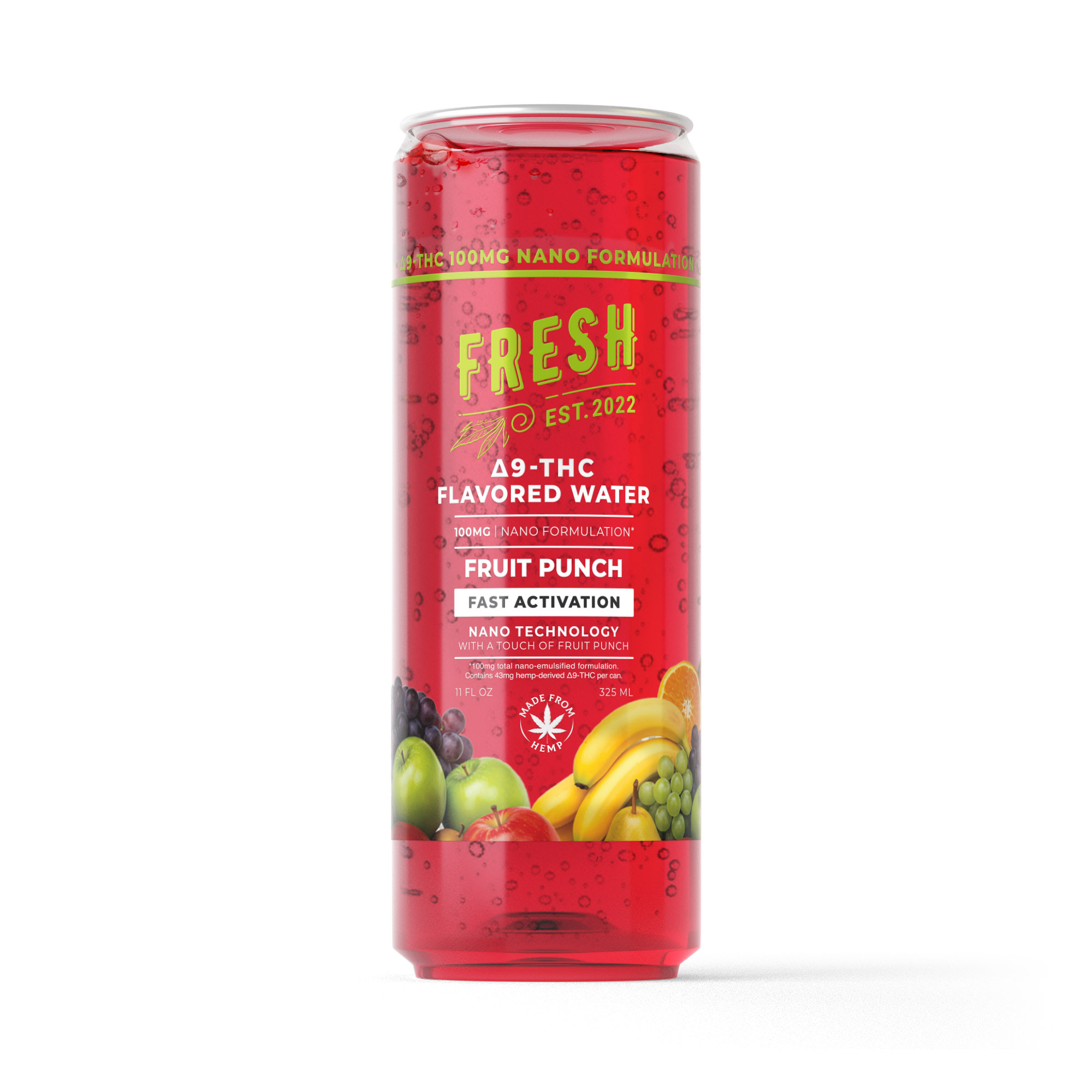 100mg Fruit Punch THC Water – D9 Nano – Fresh