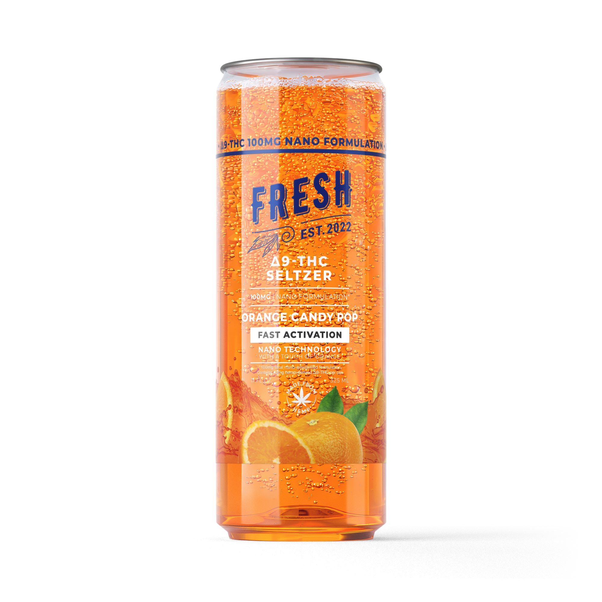 100mg Orange Candy Pop THC Seltzer – D9 Nano – Fresh