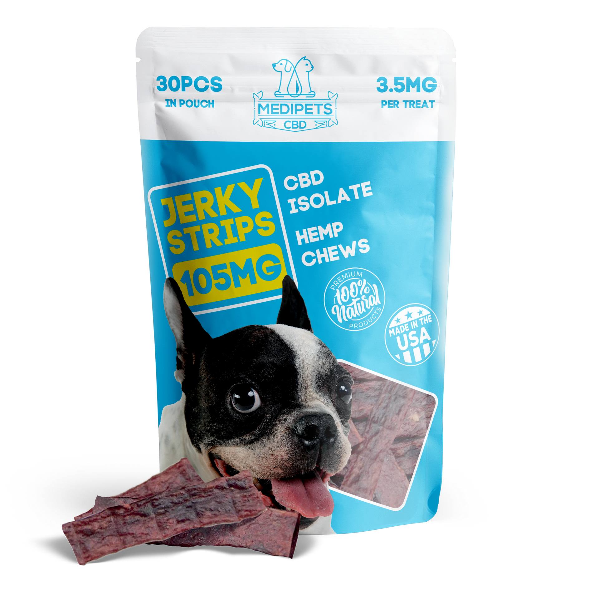 105mg CBD Pet Treats For Dogs – Jerky Strips – MediPets
