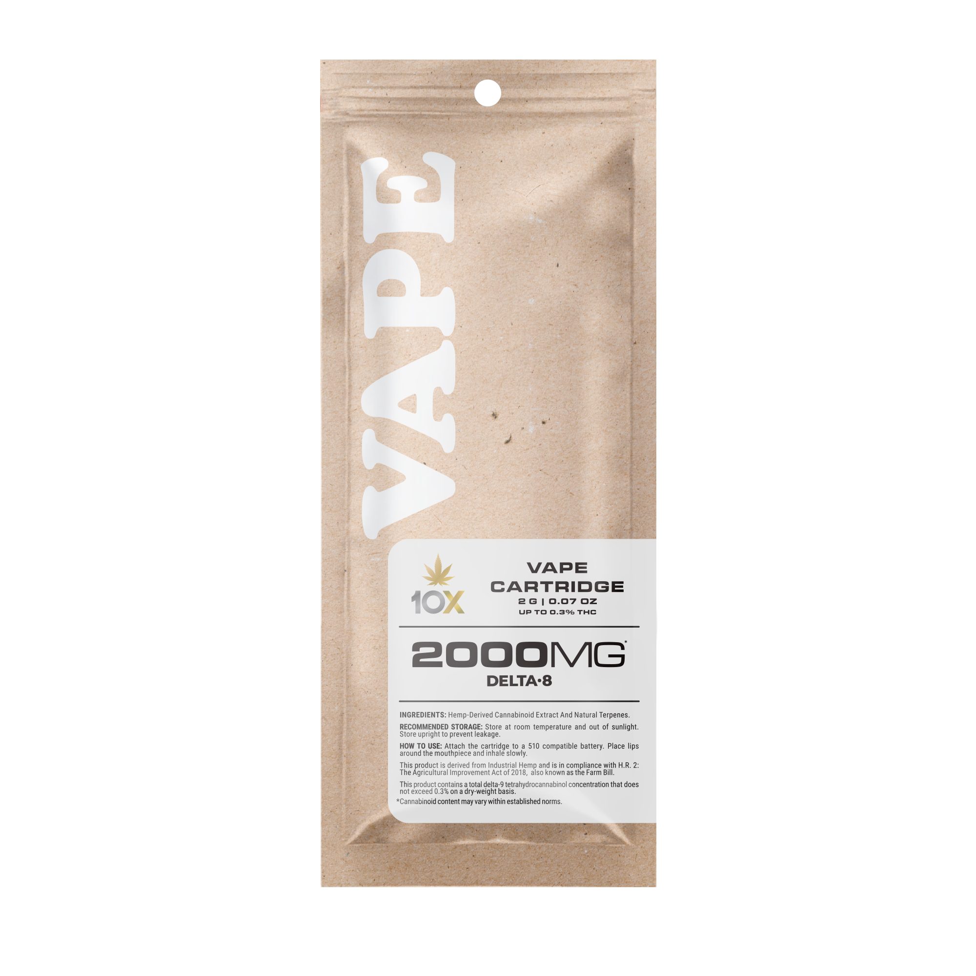 2000mg D8 Vape Cart – AK47 – Hybrid – 2ml – 10X (2,000mg)
