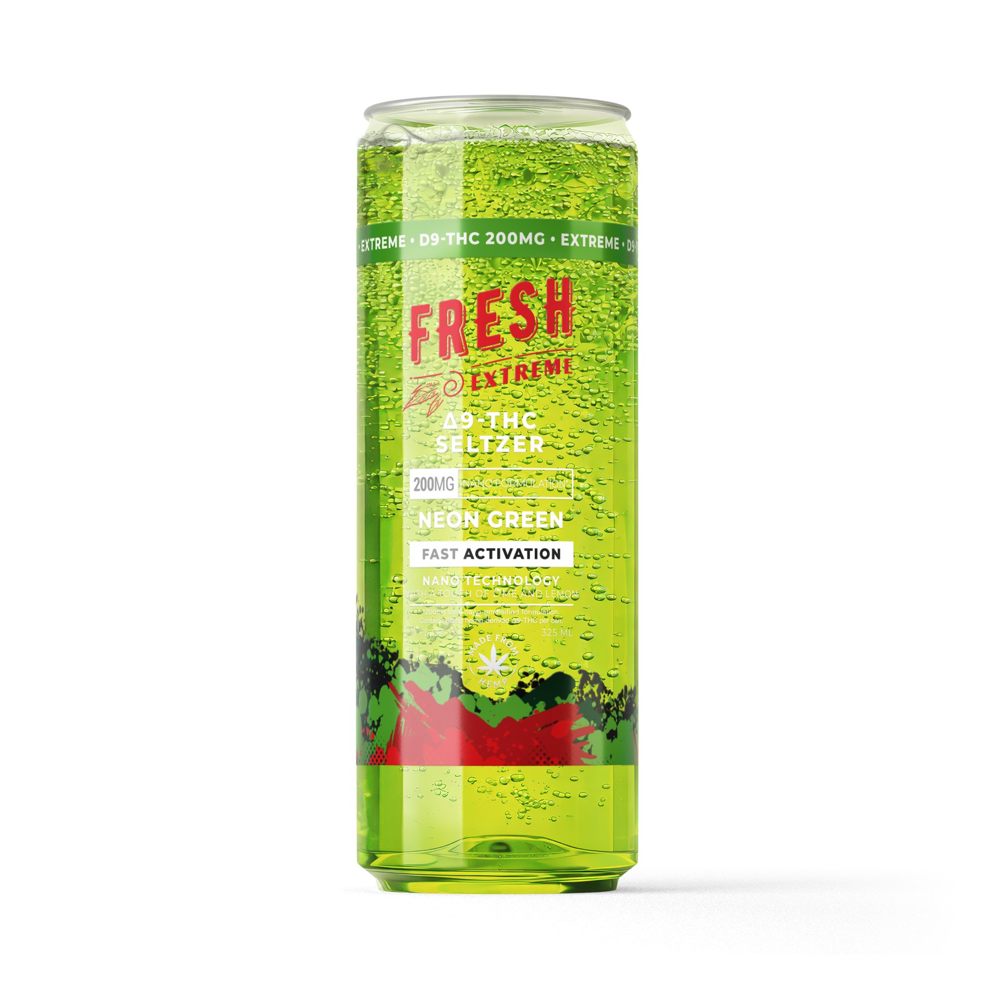 200mg Neon Green THC Seltzer – D9 Nano – Fresh