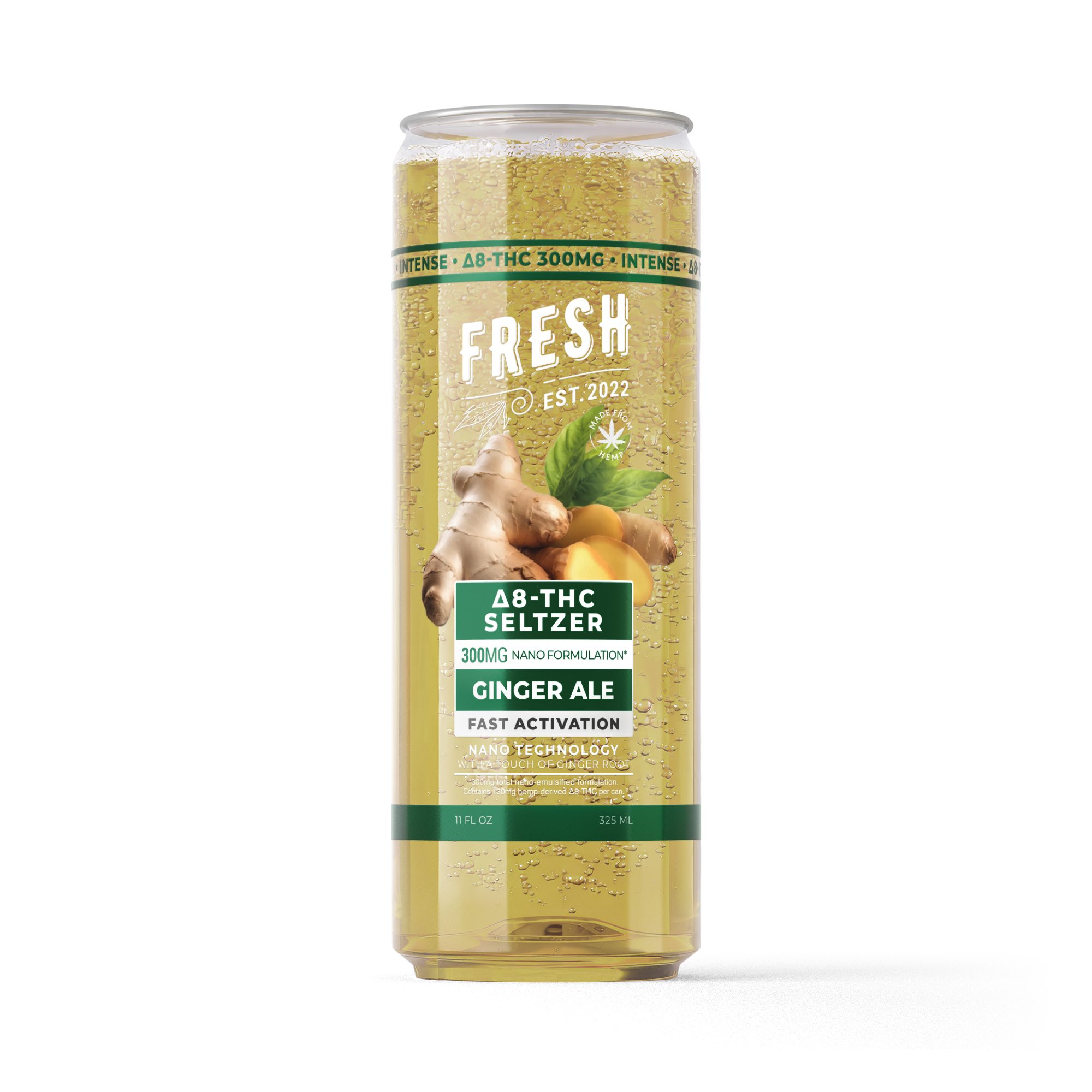 300mg Ginger Ale THC Seltzer – D8 Nano – Fresh