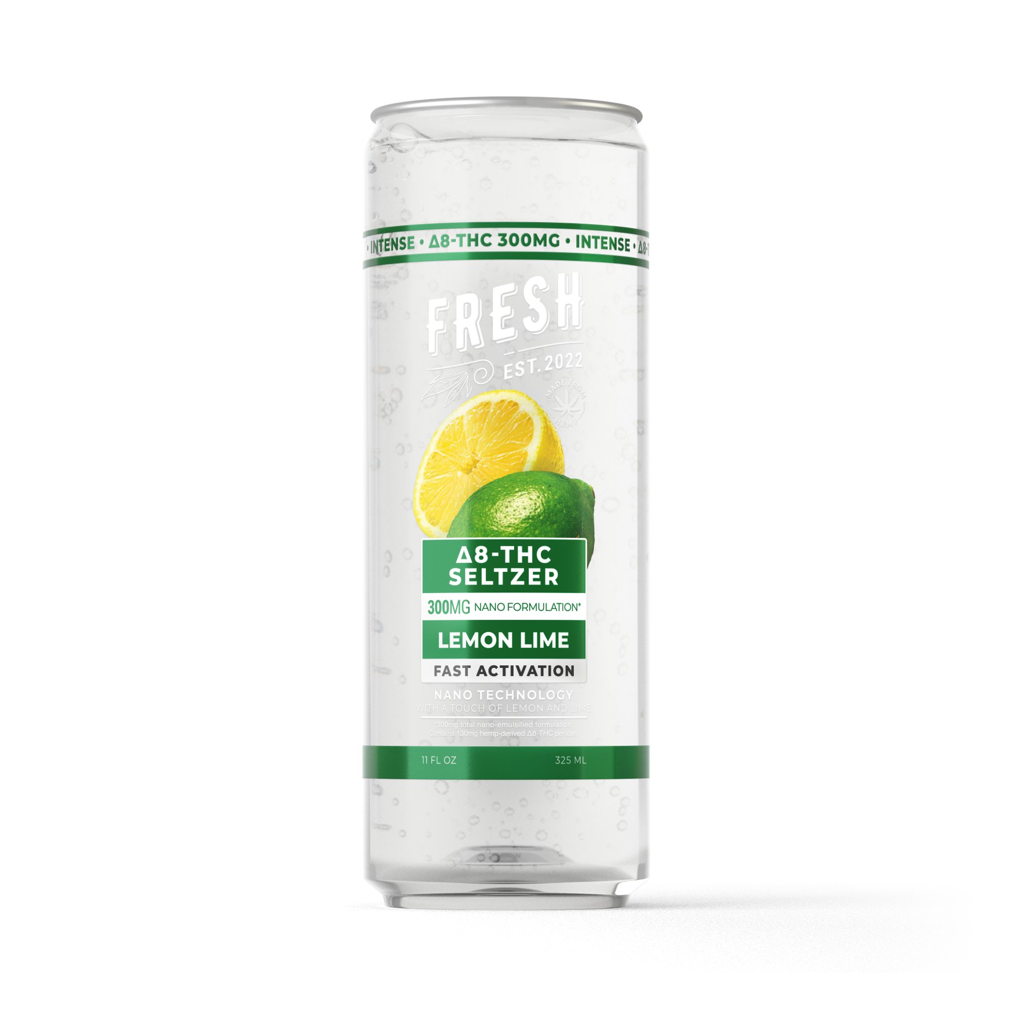 300mg Lemon Lime THC Seltzer – D8 Nano – Fresh
