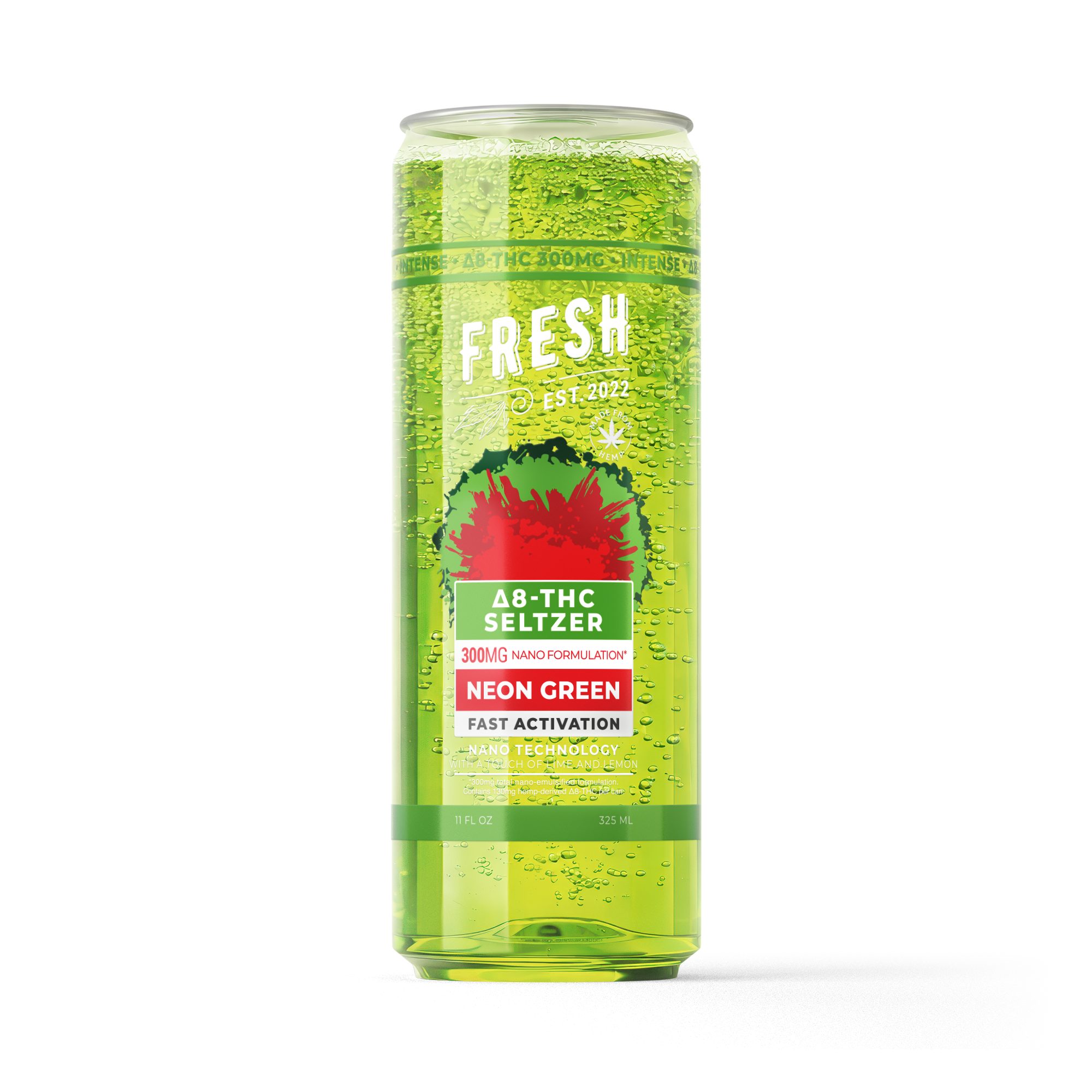 300mg Neon Green THC Seltzer – D8 Nano – Fresh