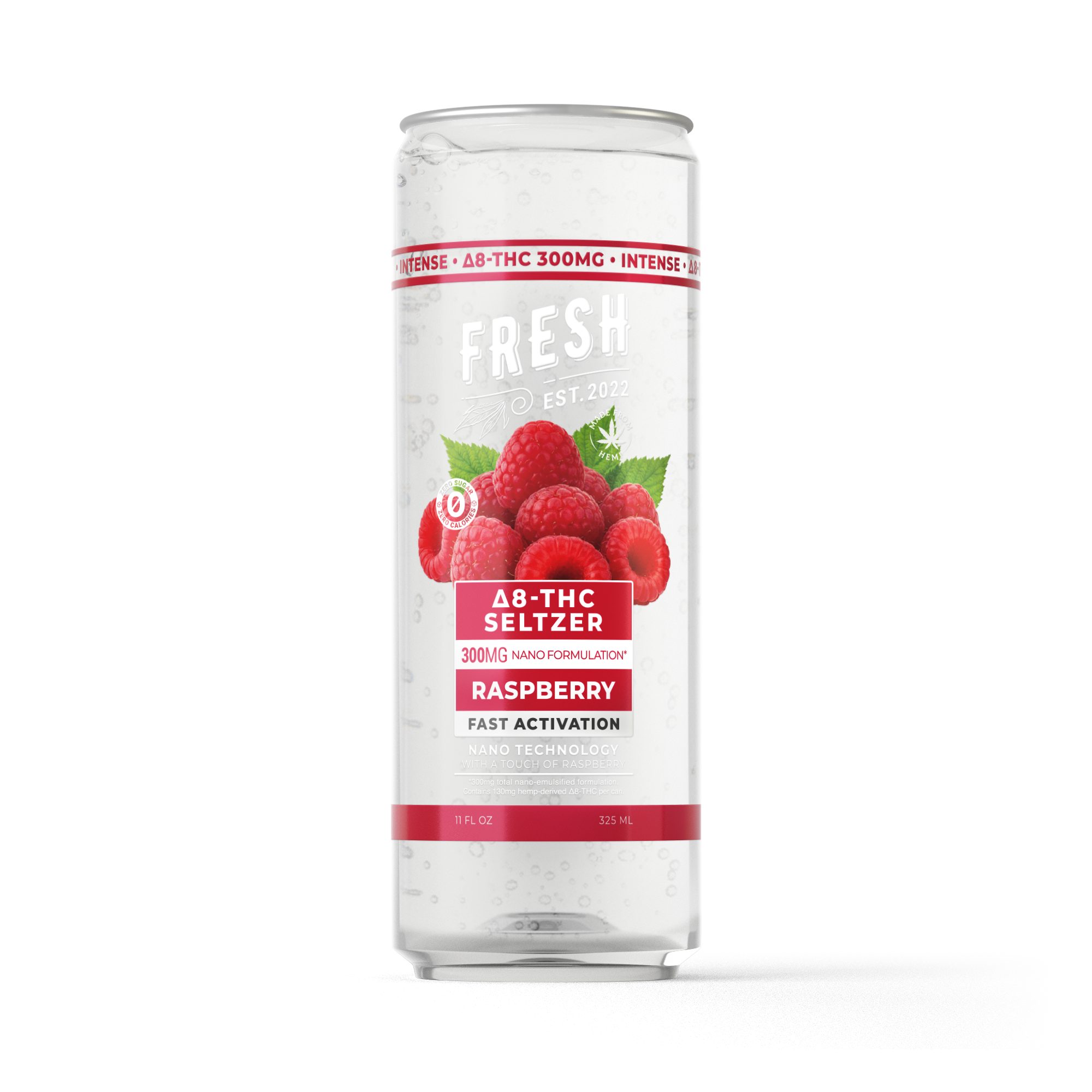 300mg Raspberry THC Seltzer – D8 Nano – Fresh