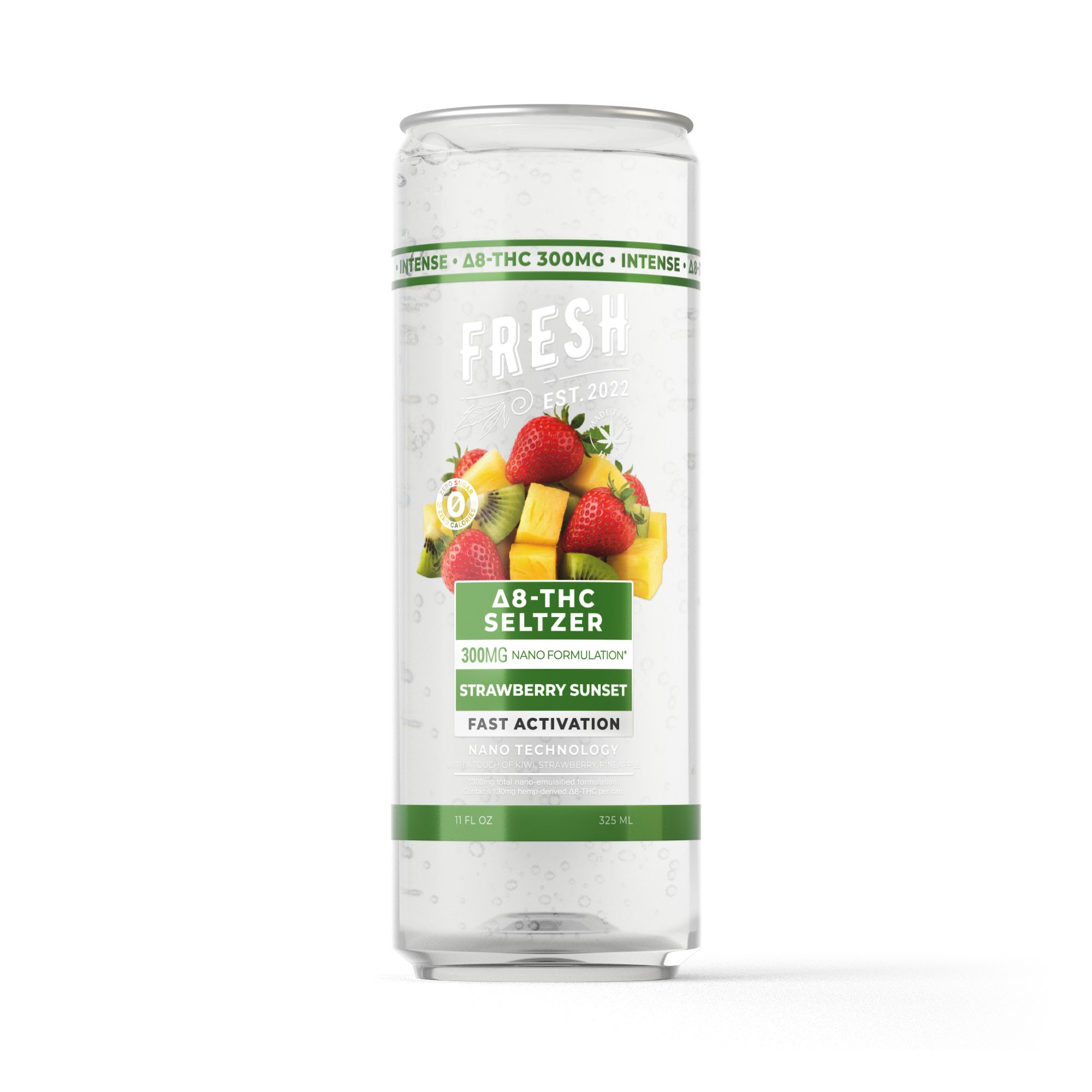 300mg Strawberry Sunset THC Seltzer – D8 Nano – Fresh