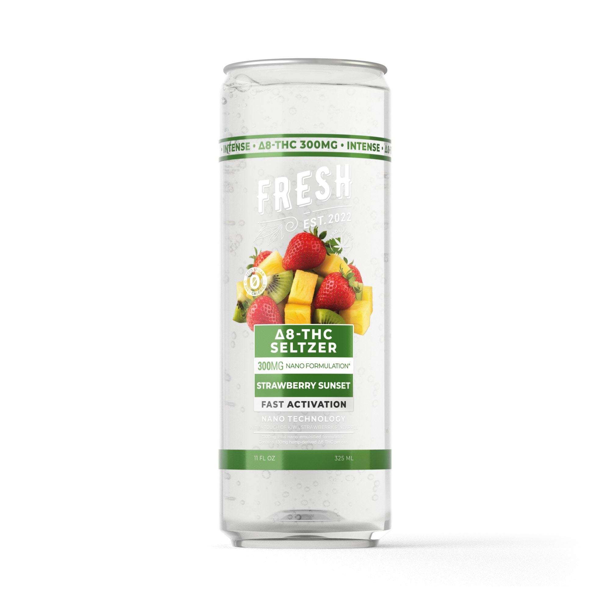 300mg Strawberry Sunset THC Seltzer – D8 Nano – Fresh