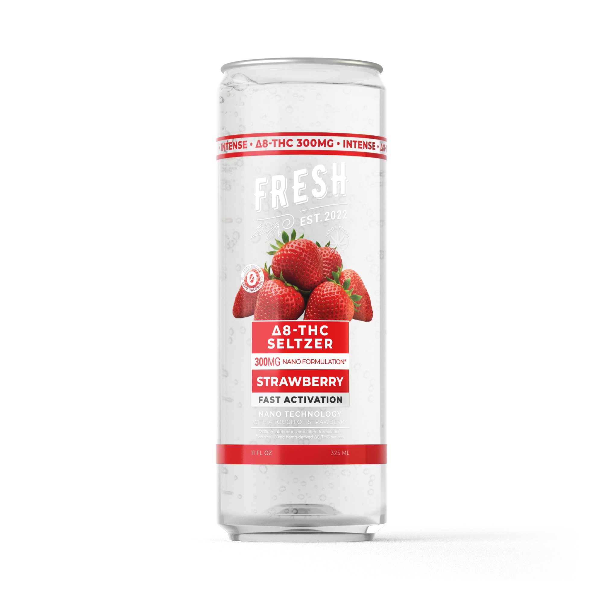 300mg Strawberry THC Seltzer – D8 Nano – Fresh