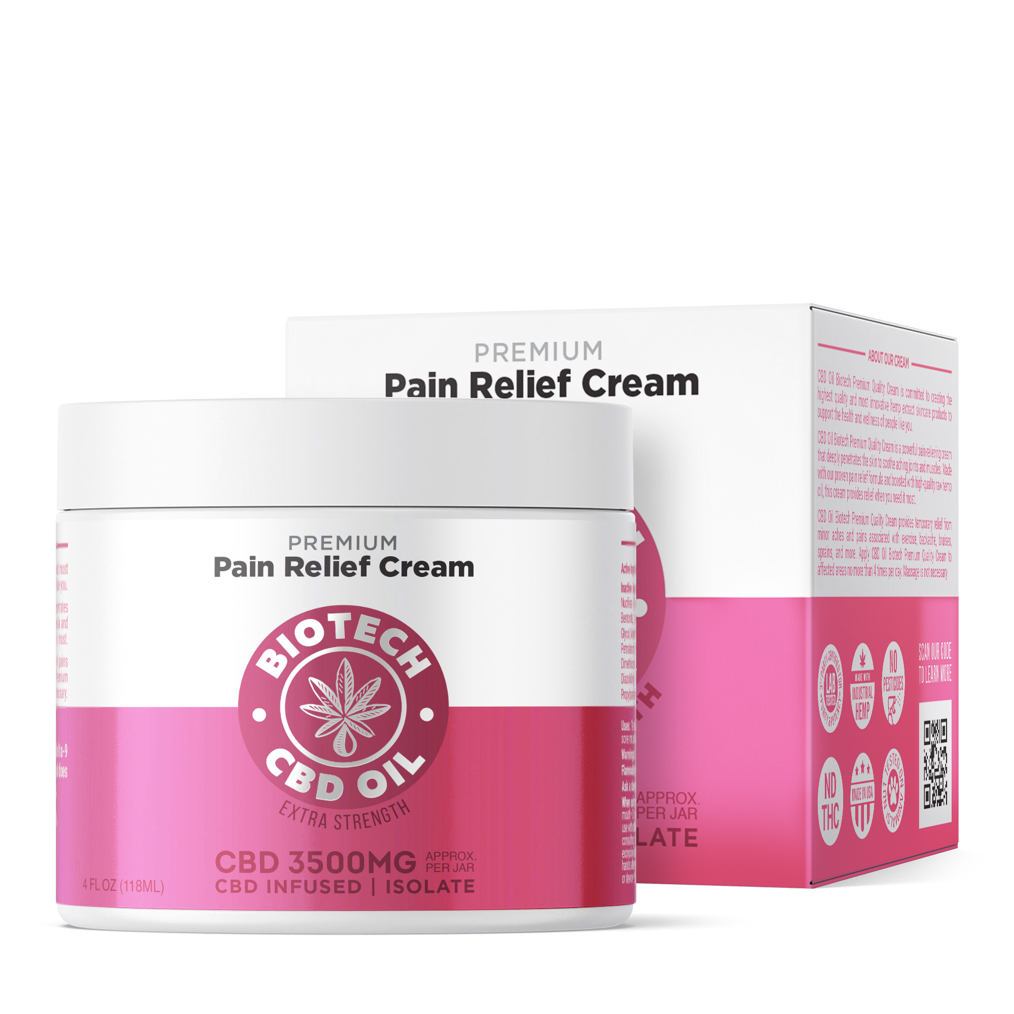 3,500mg CBD Pain Relief Cream – 4oz – Biotech CBD