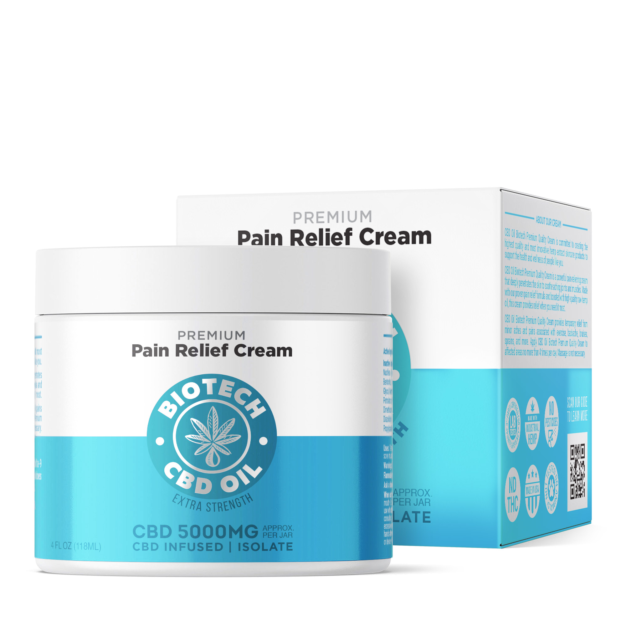 5,000mg CBD Pain Relief Cream – 4oz – Biotech CBD