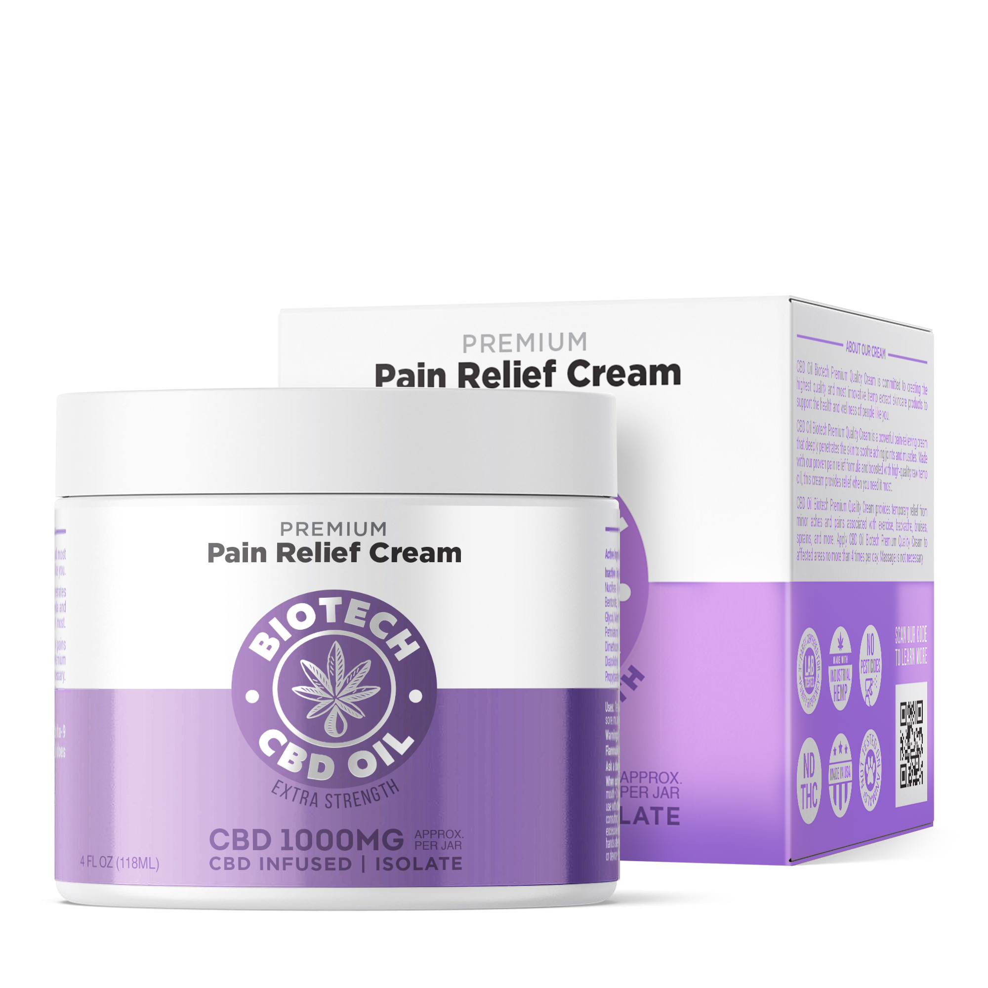 CBD Pain Relief Cream – 1,000mg – 4oz – Biotech CBD