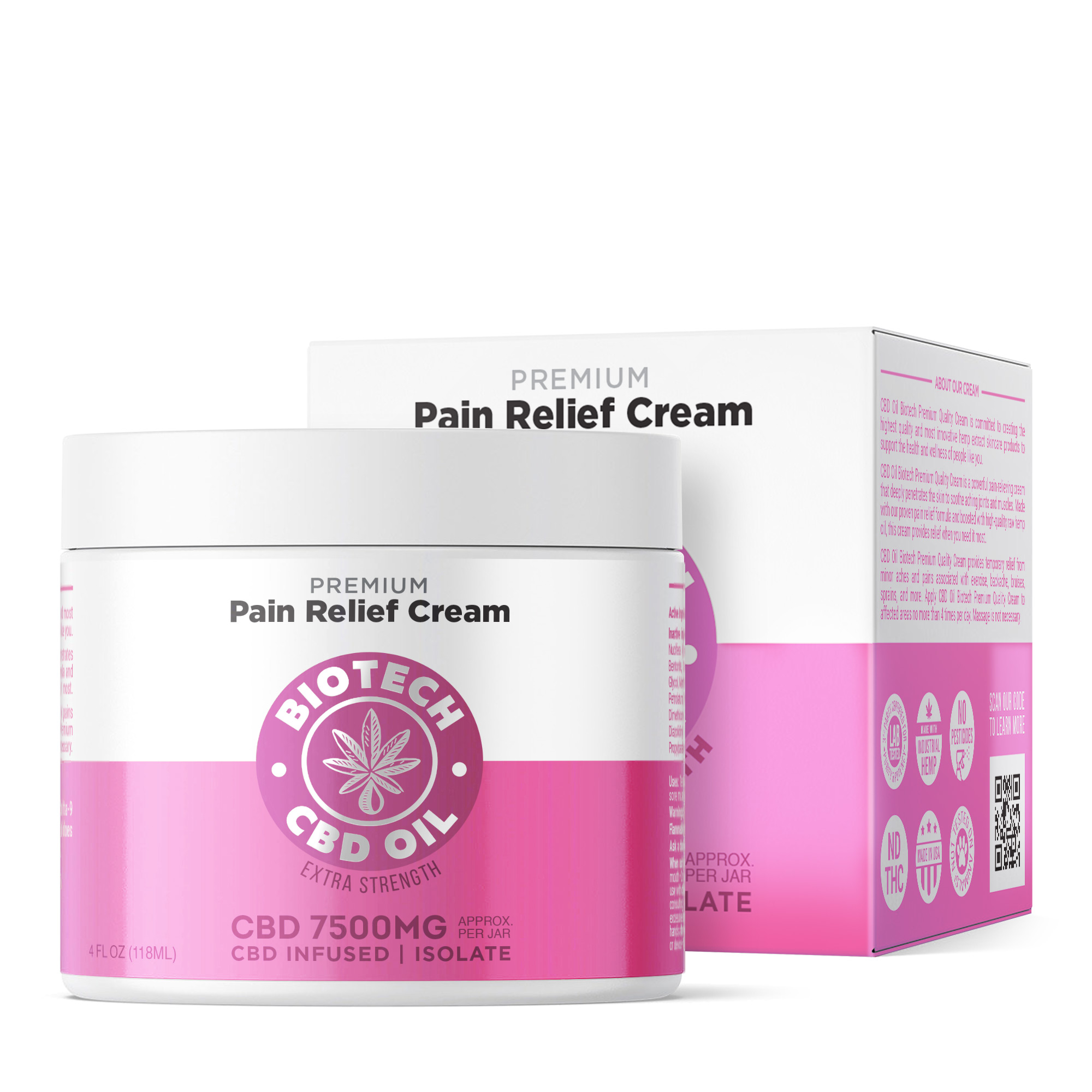 CBD Pain Relief Cream – 7,500mg – 4oz – Biotech CBD