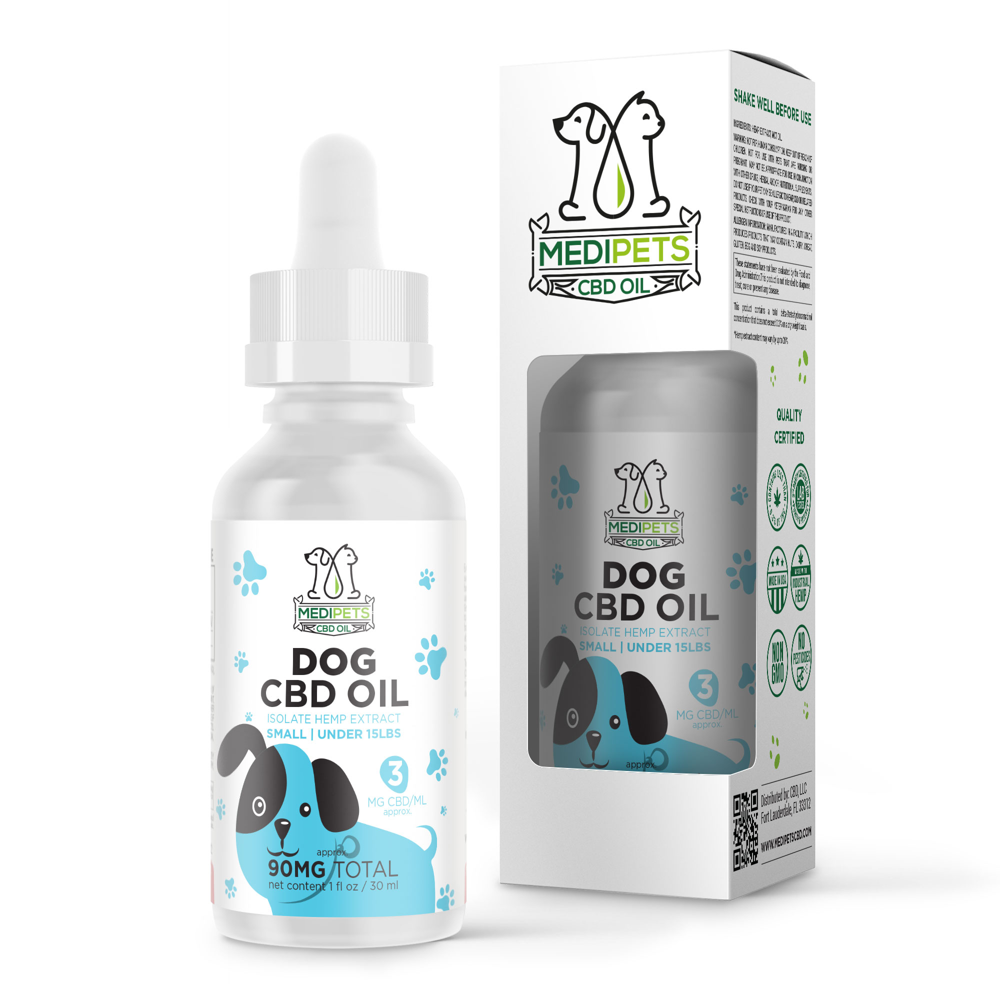 CBD Pet Oils For Small Dogs – 90mg – MediPets