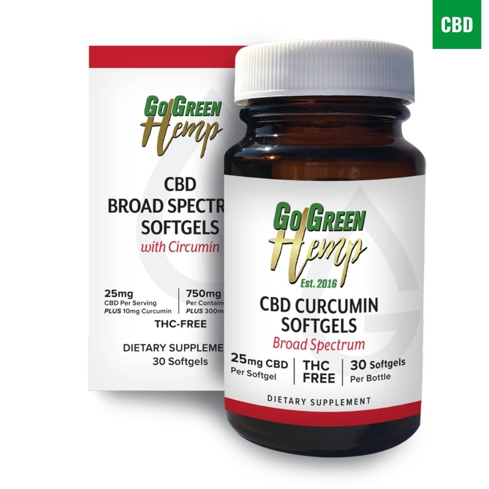 CBD Softgels with Curcumin | 25mg CBD + 10mg Curcumin | THC-Free