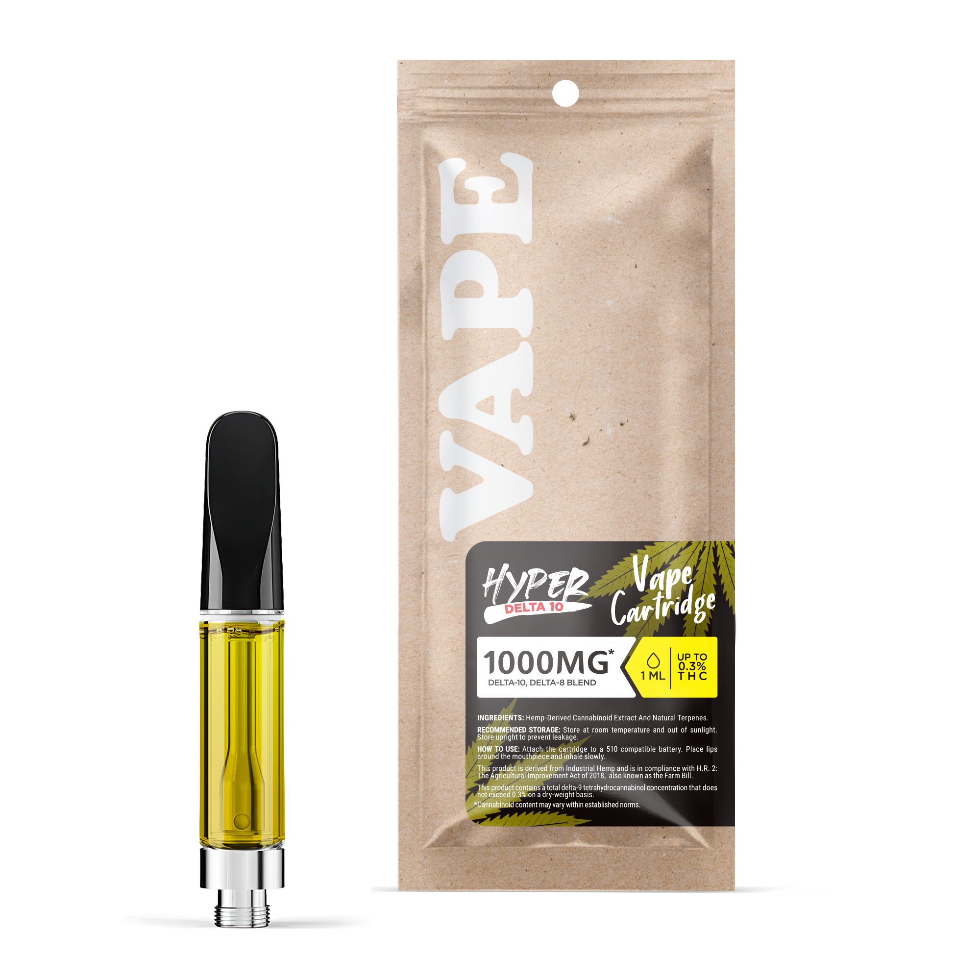 D10, D8 Vape Cart – 1000mg – Blue Dream – Sativa – 1ml – Hyper (1,000mg)