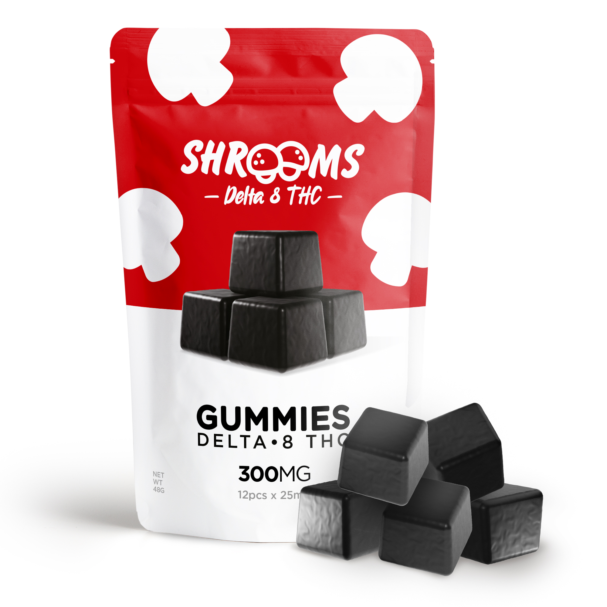 D8, Mushroom Gummy Pouch – 25mg – Shrooms (300mg)