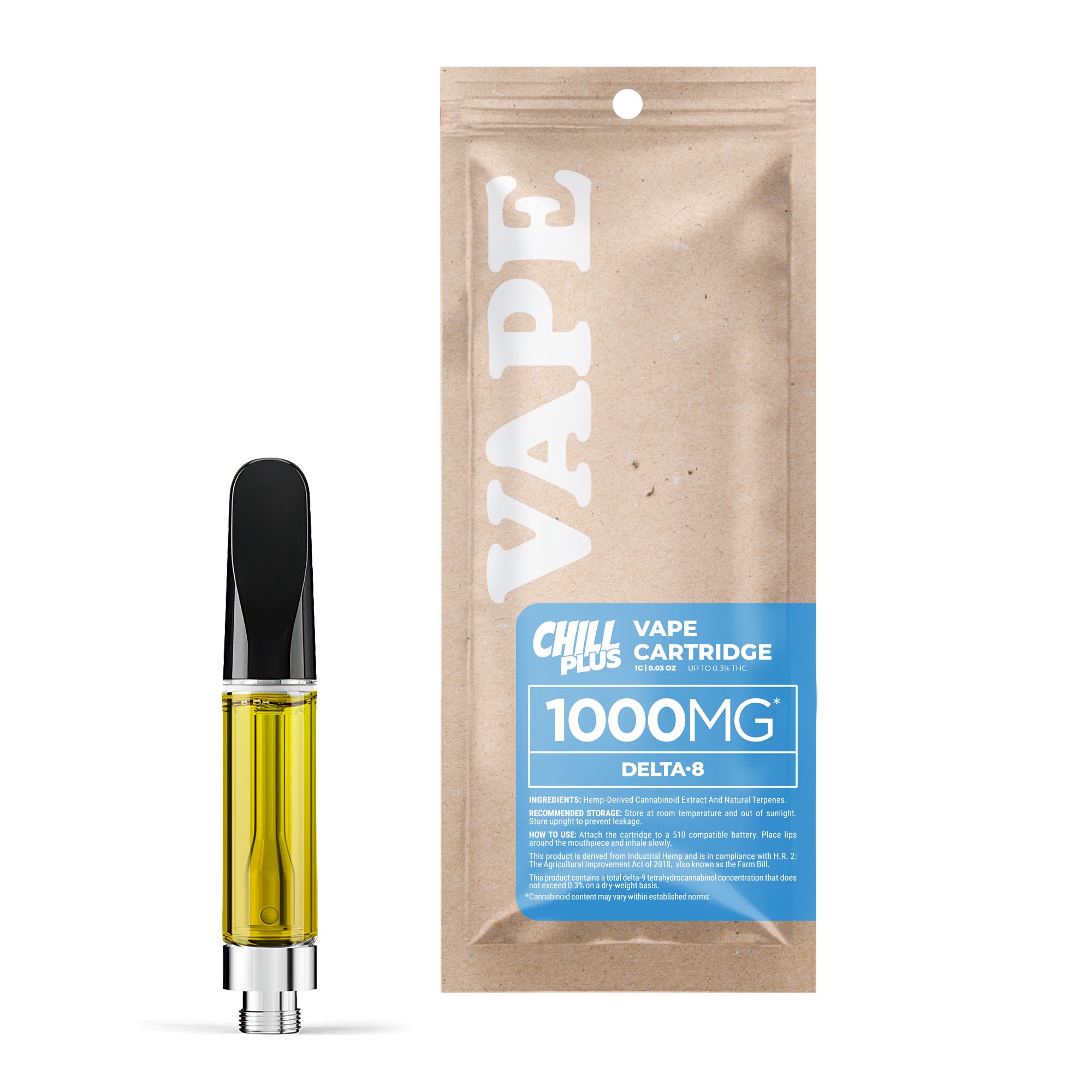 D8 Vape Cart – 1000mg – Blue Dream – Hybrid – 1ml – Chill Plus (1,000mg)