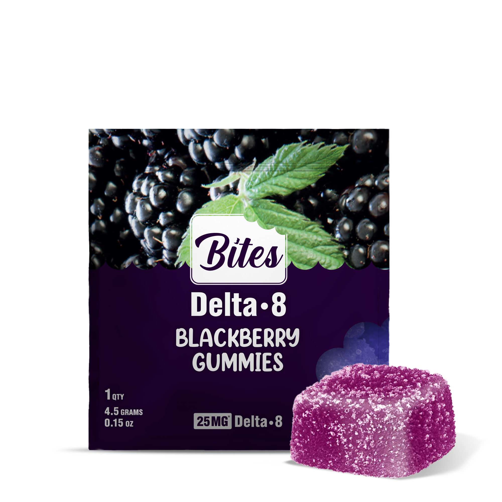 Delta 8 Gummies – 25mg – Blackberry – Bites