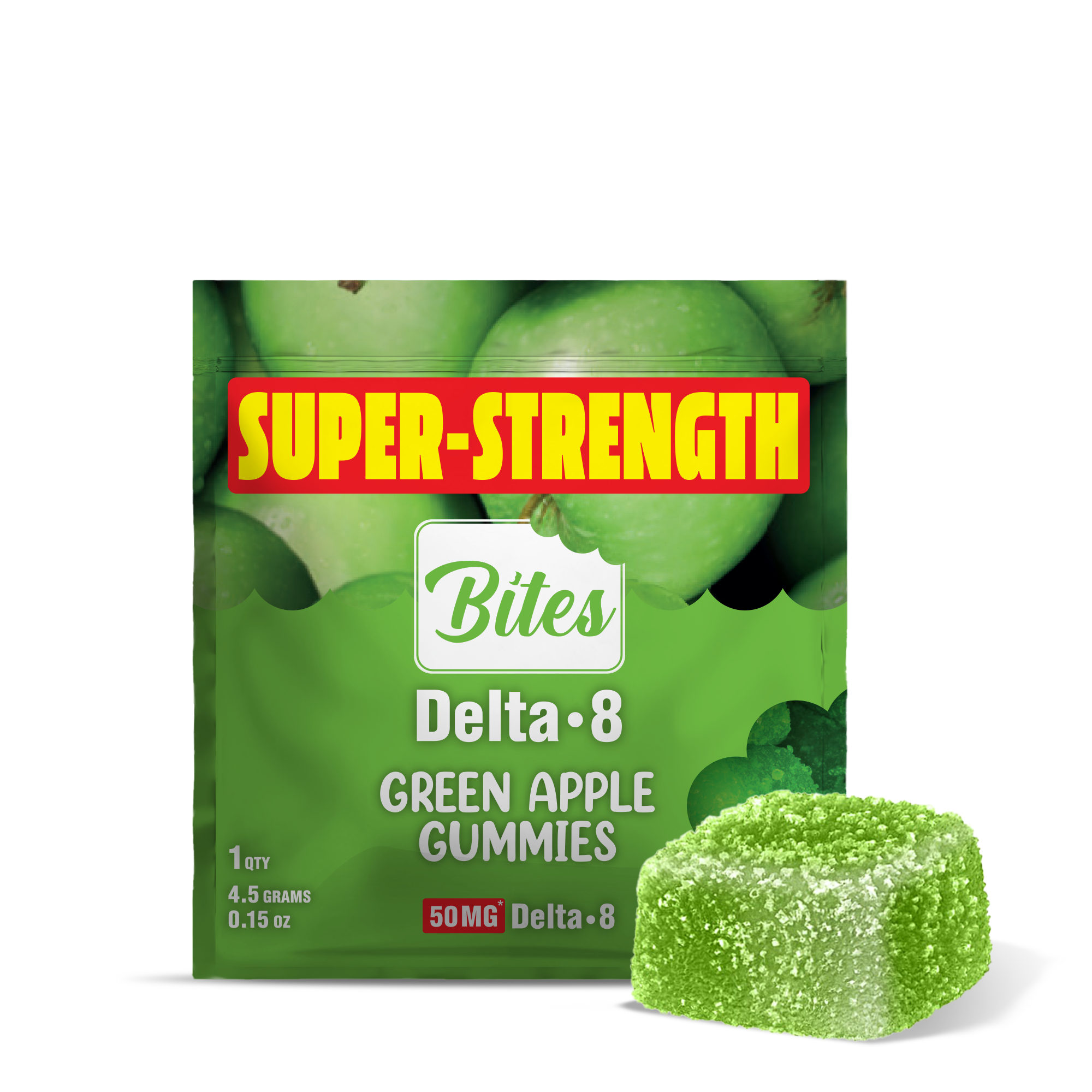 Delta 8 Gummies – 50mg – Green Apple – Bites