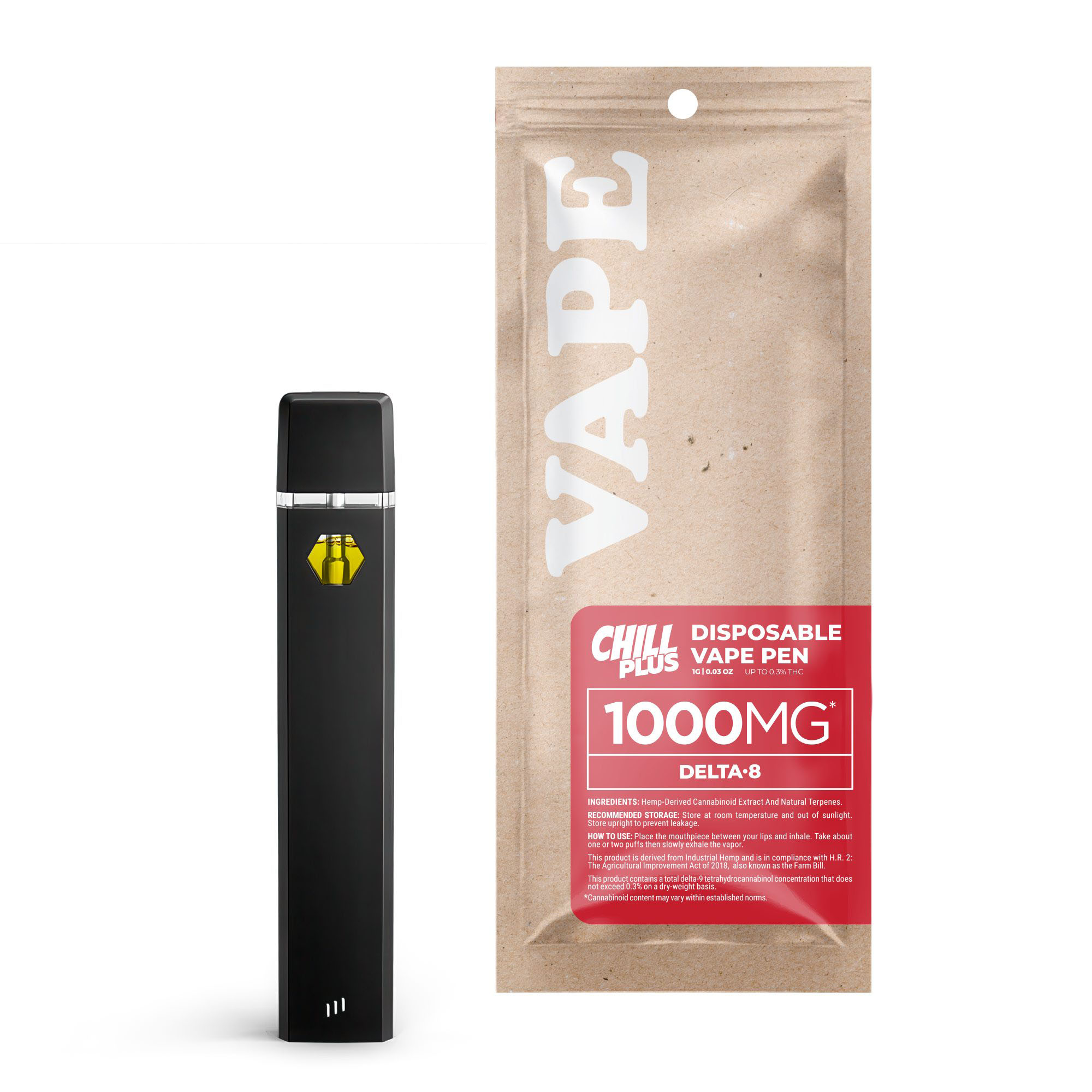 Delta 8 Vape Pen – 1000mg – Grape Ape – Indica – 1ml – Chill Plus (1,000mg)