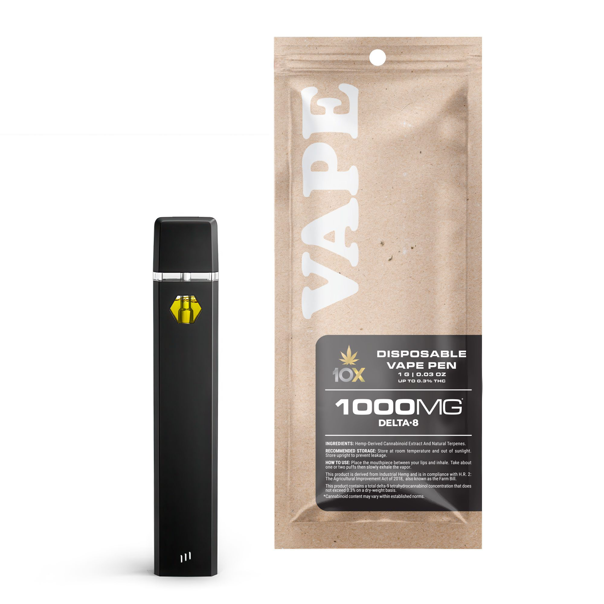 Delta 8 Vape Pen – 1000mg – Tangie OG – Sativa – 1ml – 10X (1,000mg)