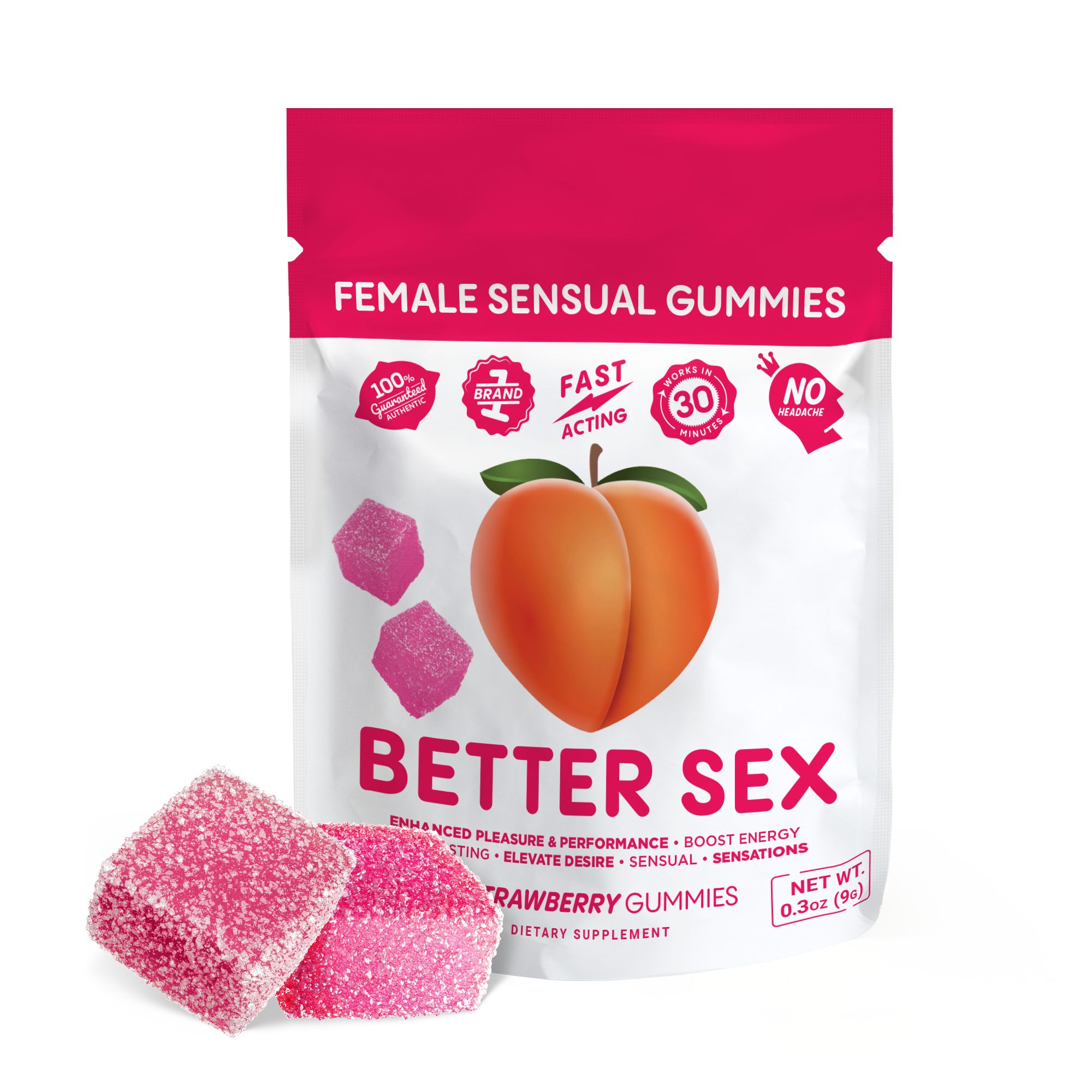 Female Sensual Gummy Pouch – Hemp-Derived Cannabinoids – 250mg – Strawberry – Better Sex (500mg)