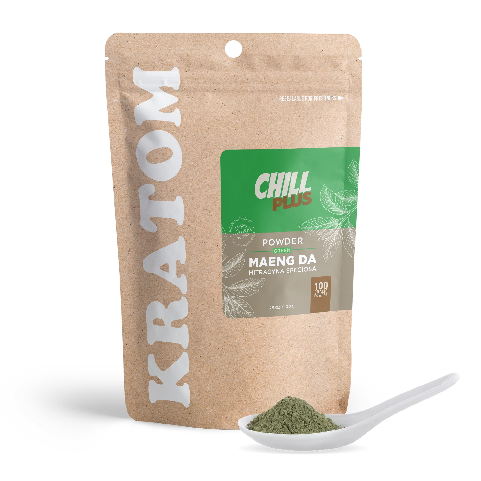 Kratom Powder – 100g – Green Maeng Da – Chill Plus (100,000mg)