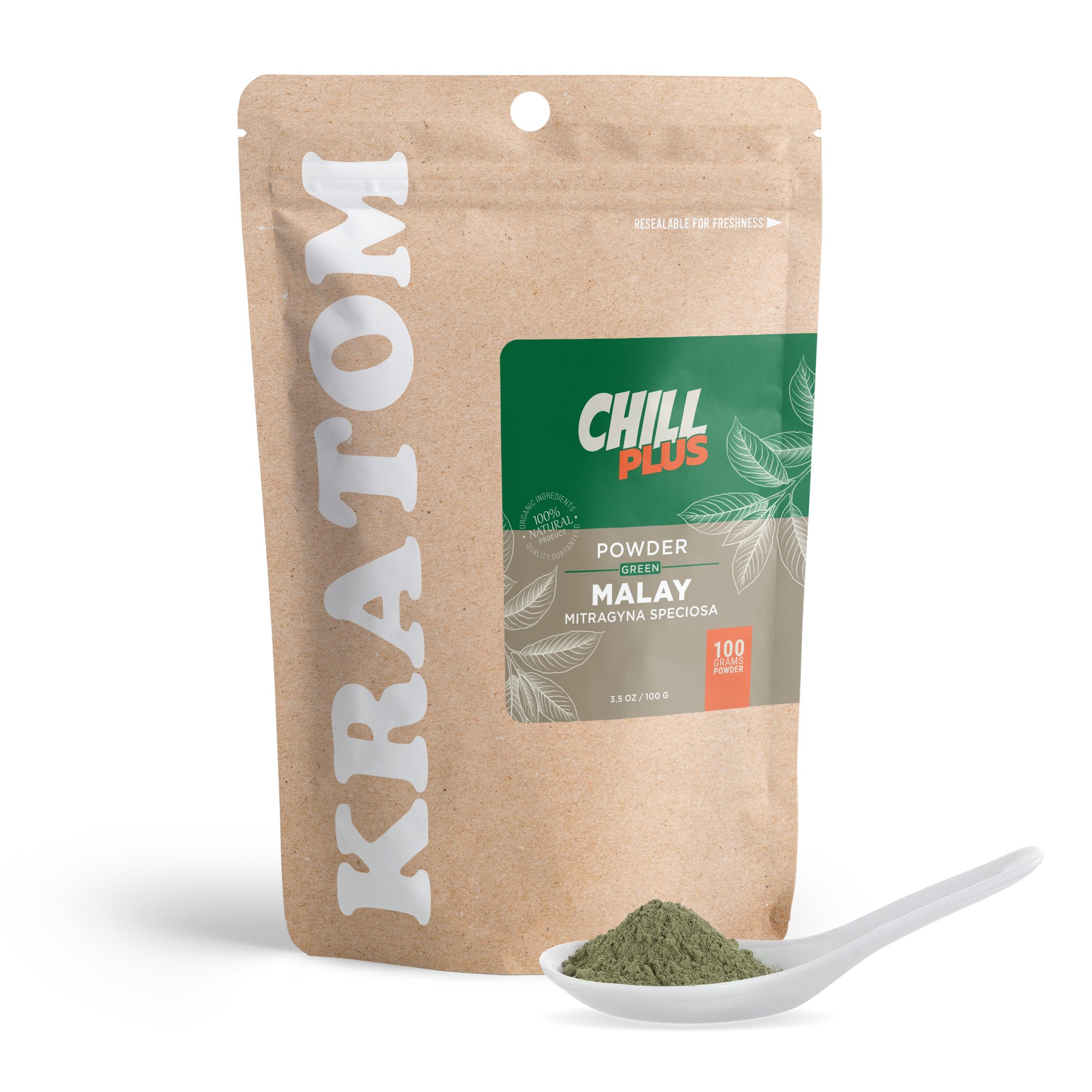 Kratom Powder – 100g – Green Malay – Chill Plus (100,000mg)