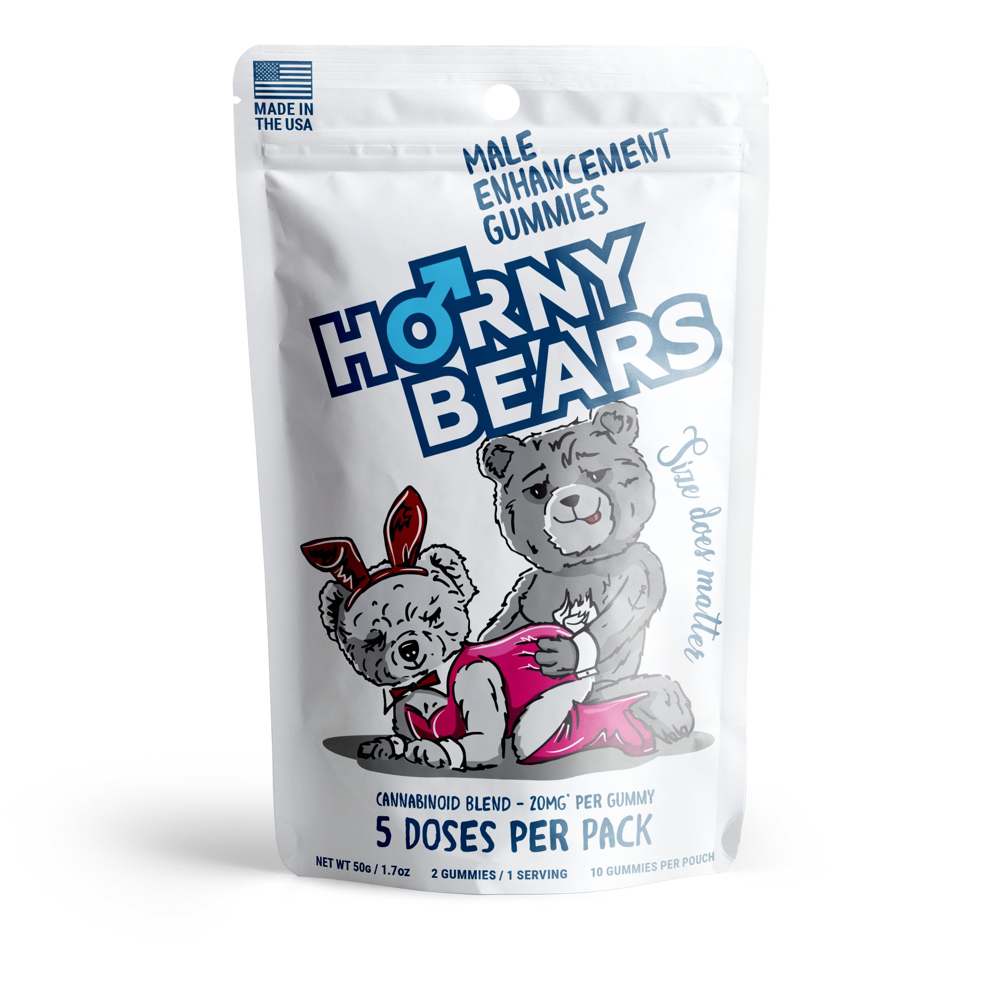Male Enhancement Gummies – D9, THCP, Broad Spectrum CBD, THCV – 20mg – Strawberry – Horny Bears (200mg)