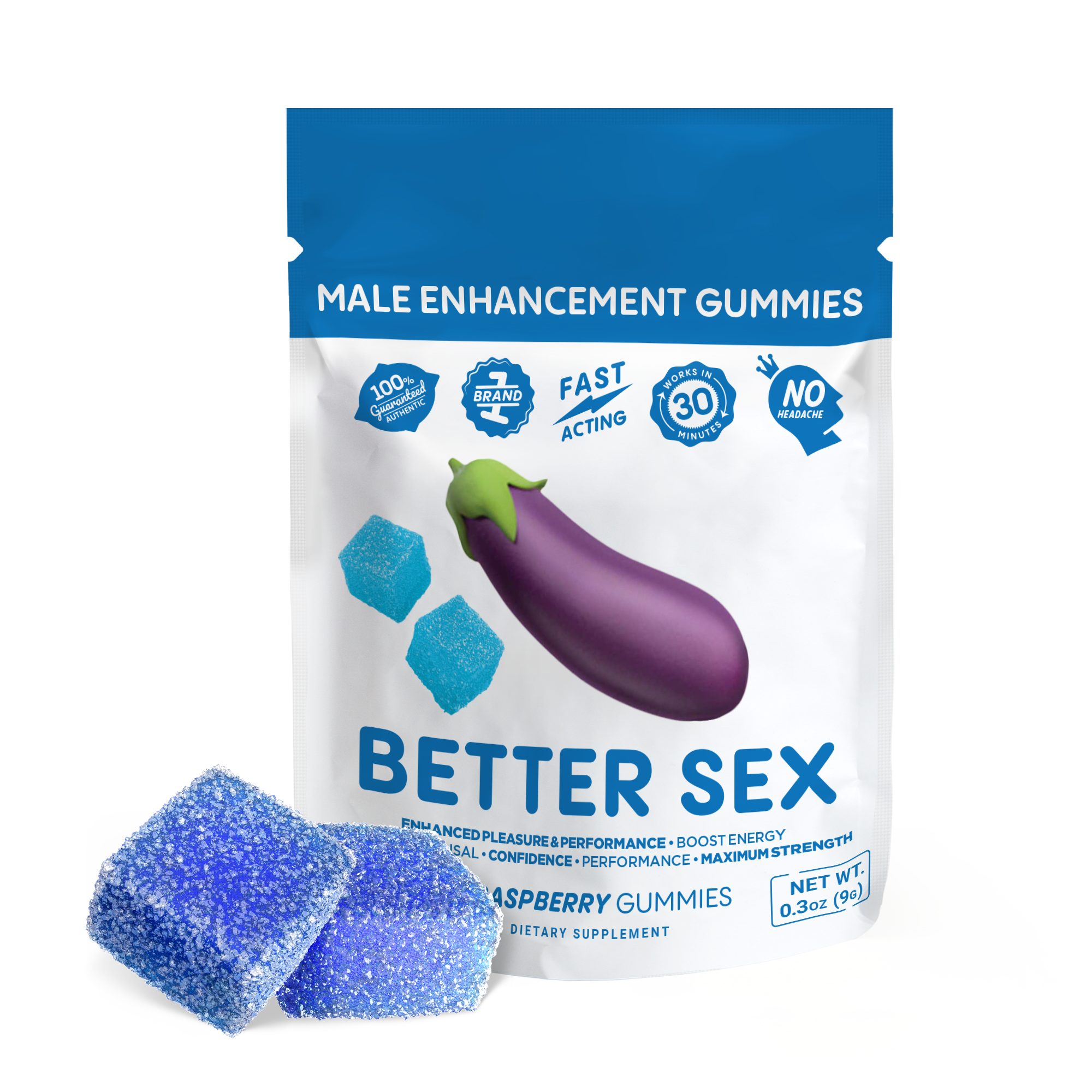 Male Enhancement Gummy Pouch – 250mg – Raspberry – Better Sex (500mg)