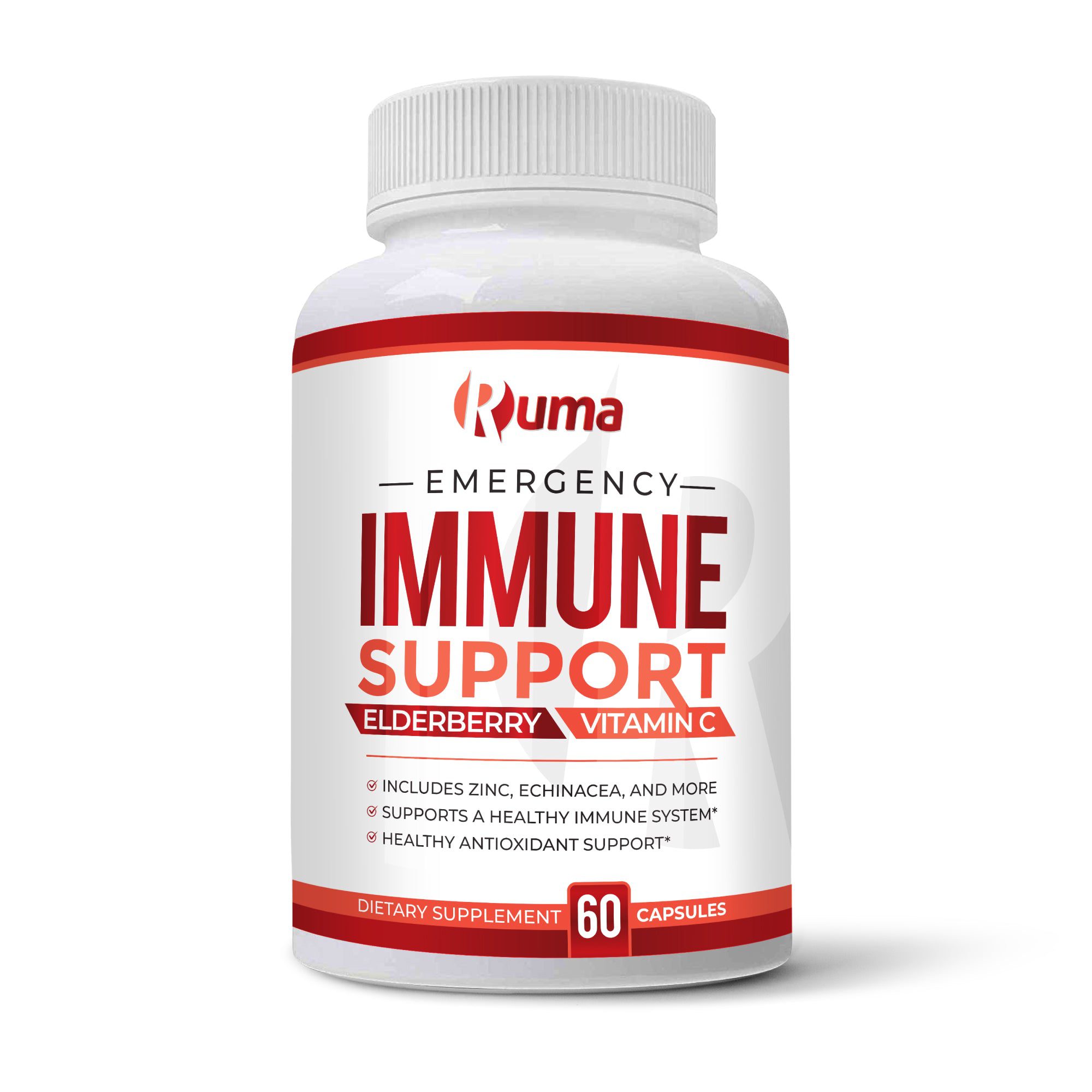 Ruma Immune Support Supplement – Immunity Booster – Vitamin C, Zinc, Elderberry, Echinacea, Garlic, Turmeric