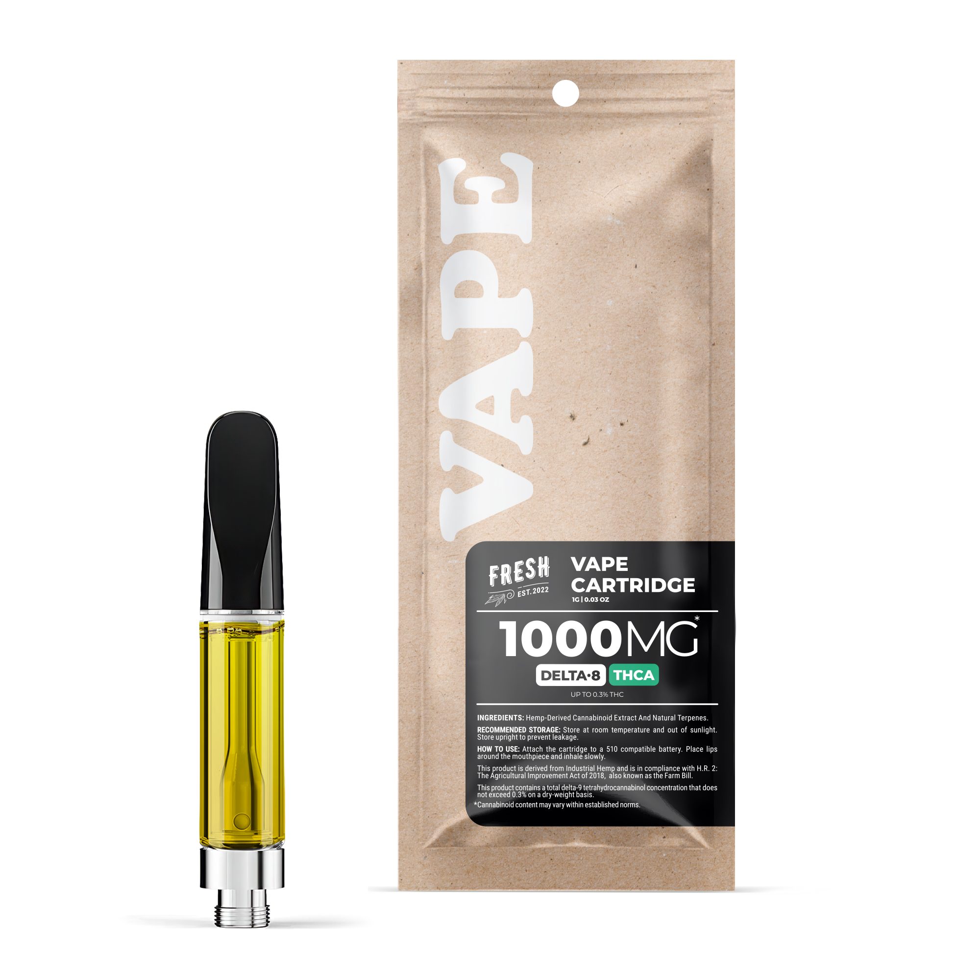 THCA, D8 Vape Cart – 1000mg – Wedding Cake – Hybrid – 1ml – Fresh (1,000mg)