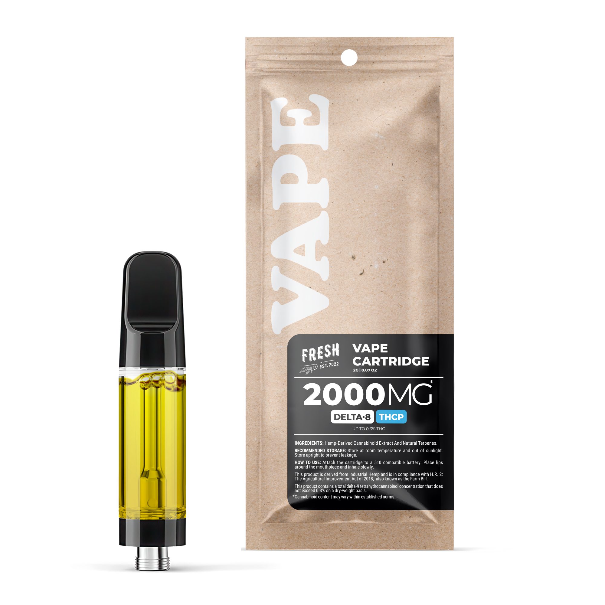 THCP, D8 Vape Cart – 2000mg – Sunset Sherbet – Indica – 2ml – Fresh (2,000mg)